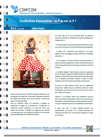 Fiscalisation d'association: to P or not to P ? (2ème partie)